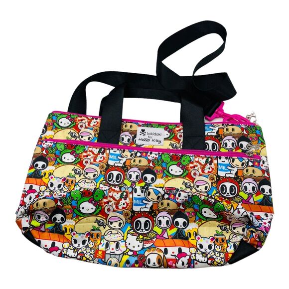 Tokidoki x Hello Kitty Crossbody Top Handle Zip Up Graphic Colorful Nylon Tote